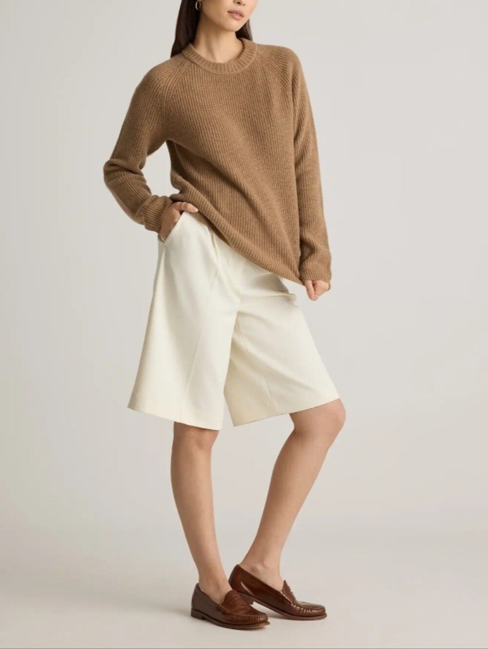 Quince Mongolian Cashmere Fisherman Crewneck Sweater - Picture 2 of 12